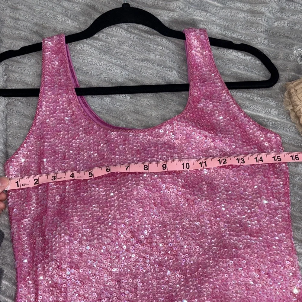 bebe Pink Sequin Scoop Tank - Picture 4 of 5